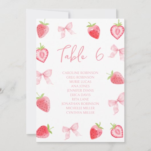 Cute Little Strawberry Bow Baby Girl Table Number (正面)