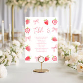 Cute Little Strawberry Bow Baby Girl Table Number