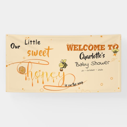 Cute Little Sweet Dripping Honey Baby Shower 横断幕 (横)