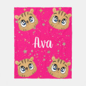 Cute little tiger gold start フリースブランケット (正面)