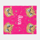 Cute little tiger gold start フリースブランケット (正面(横))