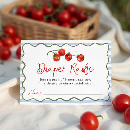 Cute Little Tomato Baby Shower Diaper Raffle エンクロージャーカード