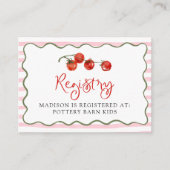 Cute Little Tomato Baby Shower Registry エンクロージャーカード (正面)