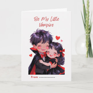 Cute Little Vampire Couple Valentine Card カード