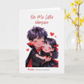 Cute Little Vampire Couple Valentine Card カード (黄色い花)