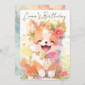 cute little watercolor dog birthday 招待状 (正面/裏面)