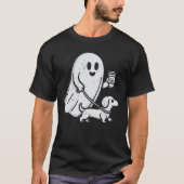 Cute Little Weenie Dog Dachshund Halloween Ghost C Tシャツ (正面)