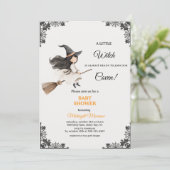 cute Little Witch Halloween Baby Shower Invitation 招待状 (スタンド正面)