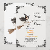 cute Little Witch Halloween Baby Shower Invitation 招待状 (正面/裏面)