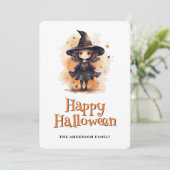 Cute Little Witch In A Hat Happy Halloween Card シーズンカード (スタンド正面)