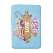 Cute live love cook word art kitchen  バスマット (正面縦)