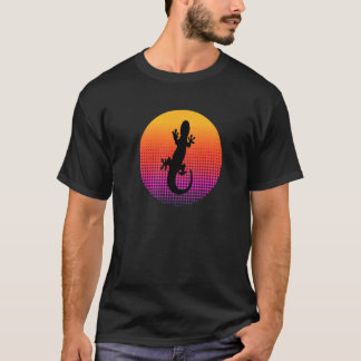 Cute Lizard Gecko Animal Silhouette at Sunset for  Tシャツ