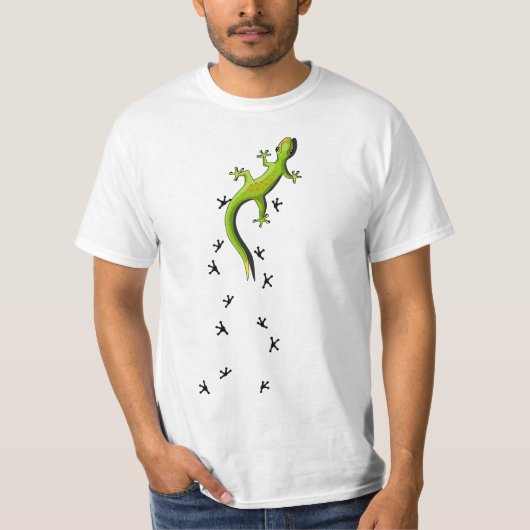 Cute Lizard Reptile With Tracks Climbing Gecko Tシャツ (正面)