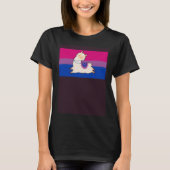 Cute Llama Alpaca Love Bisexual Pride Flag Floral Tシャツ (正面)