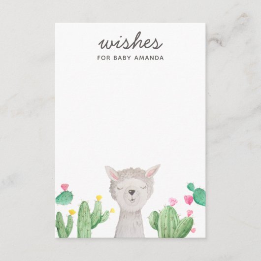 Cute Llama Baby Shower Wishes | Alpaca Activity エンクロージャーカード (正面)