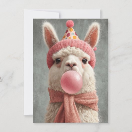Cute Llama Birthday Card (正面)
