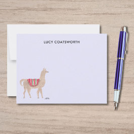 Cute Llama Boho Hand-Painted Personalized Farm ノートカード