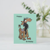 Cute Llama Cartoon Happy Birthday Postcard シーズンポストカード (スタンド正面)