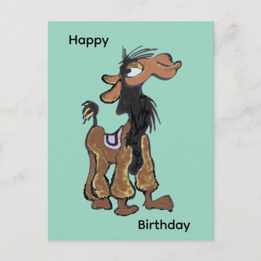 Cute Llama Cartoon Happy Birthday Postcard シーズンポストカード (正面)