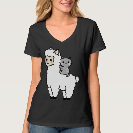 Cute Llama Cat Best Friends Tシャツ (正面)