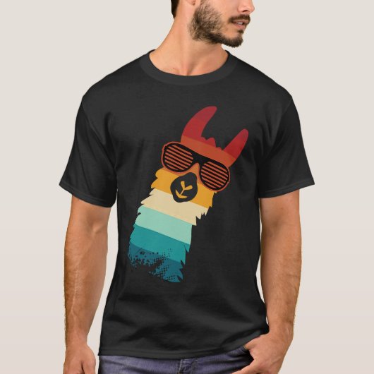 cute llama for llama and alpaca  retro tシャツ (正面)