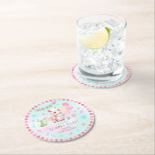 Cute Llama Fun Cactus Colorful Girl Birthday ラウンドペーパーコースター (インサイチュ)