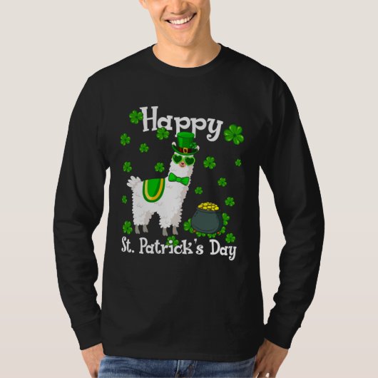 Cute Llama  Happy St Patrick s Day Shamrock Irish Tシャツ (正面)