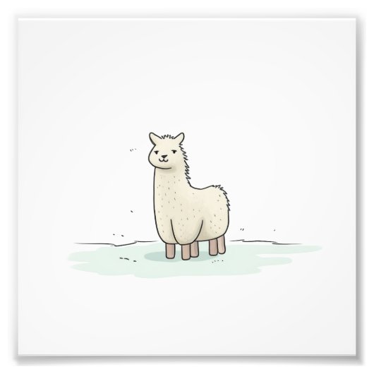 Cute Llama Illustration - Adorable and Calm Llama  フォトプリント (正面)
