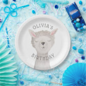 Cute Llama Kids Birthday. Alpaca Farm Animal Party ペーパープレート (パーティー)