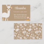 Cute Llama Kids Childrens Animal Calling Play Date 名刺 (正面/裏面)