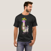 Cute Llama Mardi Gras Beads Mask Carnival Party Me Tシャツ (正面フル)