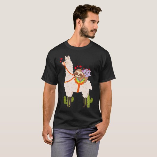Cute Llama Sloth Koala Valentines Day Mothers Day  Tシャツ (正面フル)