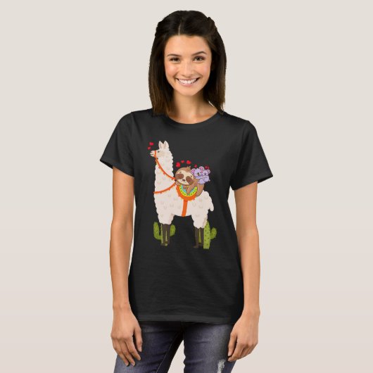 Cute Llama Sloth Koala Valentines Day Mothers Day  Tシャツ (正面フル)