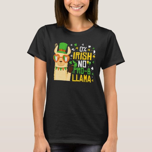 Cute Llama St Patricks Day 0 Irish No Prob Llama I Tシャツ (正面)