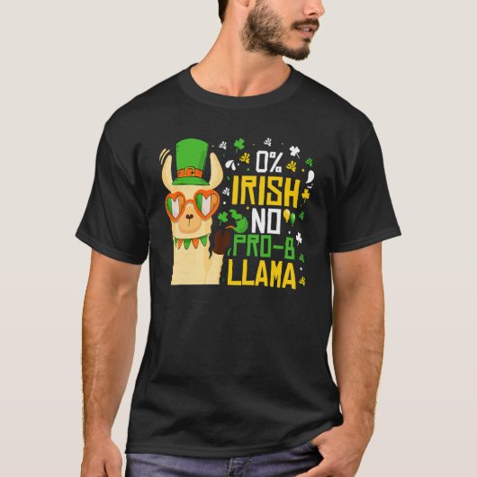 Cute Llama St Patricks Day 0 Irish No Prob Llama I Tシャツ (正面)