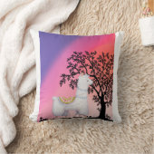 Cute Llama Sunset Pillow クッション (ブランケット)