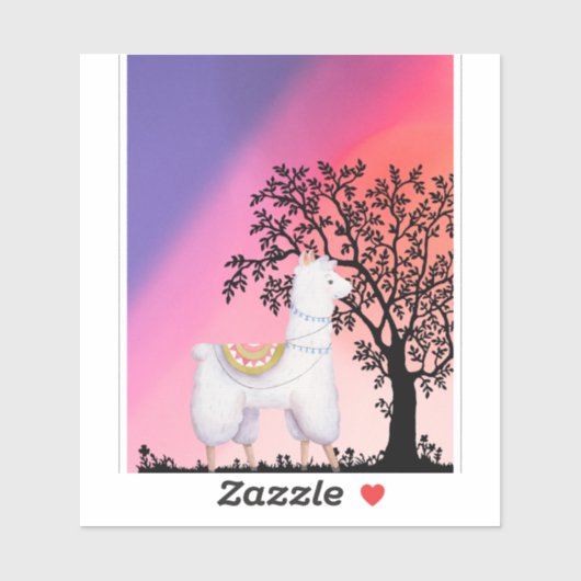 Cute Llama Sunset Stickers シール (シート)