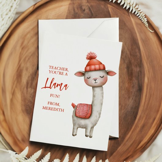 Cute Llama Teacher Appreciation Valentine シーズンカード