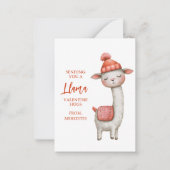 Cute Llama Valentine's Day Card for Kids Classroom ノートカード (正面)