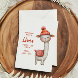 Cute Llama Valentine's Day Card for Kids Classroom ノートカード