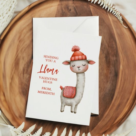 Cute Llama Valentine's Day Card for Kids Classroom ノートカード