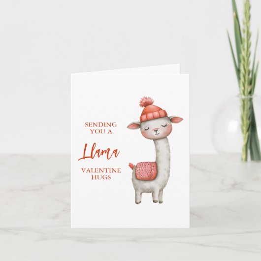 Cute Llama Valentine's Day Card, Valentine ノートカード (正面)