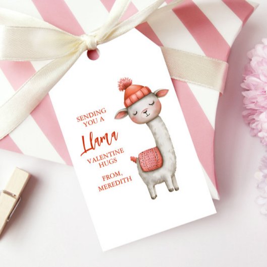 Cute Llama Valentine's Day, Kids Classroom ギフトタグ