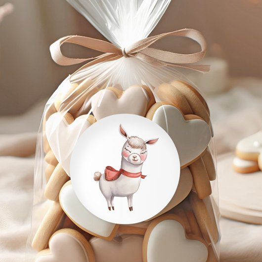 Cute Llama Valentine's Day Label, Valentine ラウンドシール