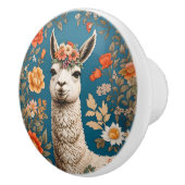 Cute Llama William Morris Inspired Floral セラミックノブ (右)