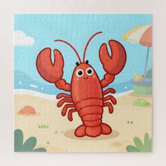 Cute lobster at the beach ジグソーパズル
