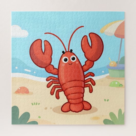 Cute lobster at the beach ジグソーパズル (縦)