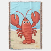 Cute lobster at the beach スローブランケット (正面縦)