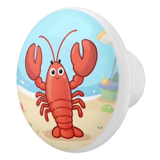 Cute lobster at the beach セラミックノブ (右)