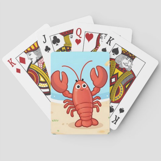 Cute lobster at the beach トランプ (裏面)